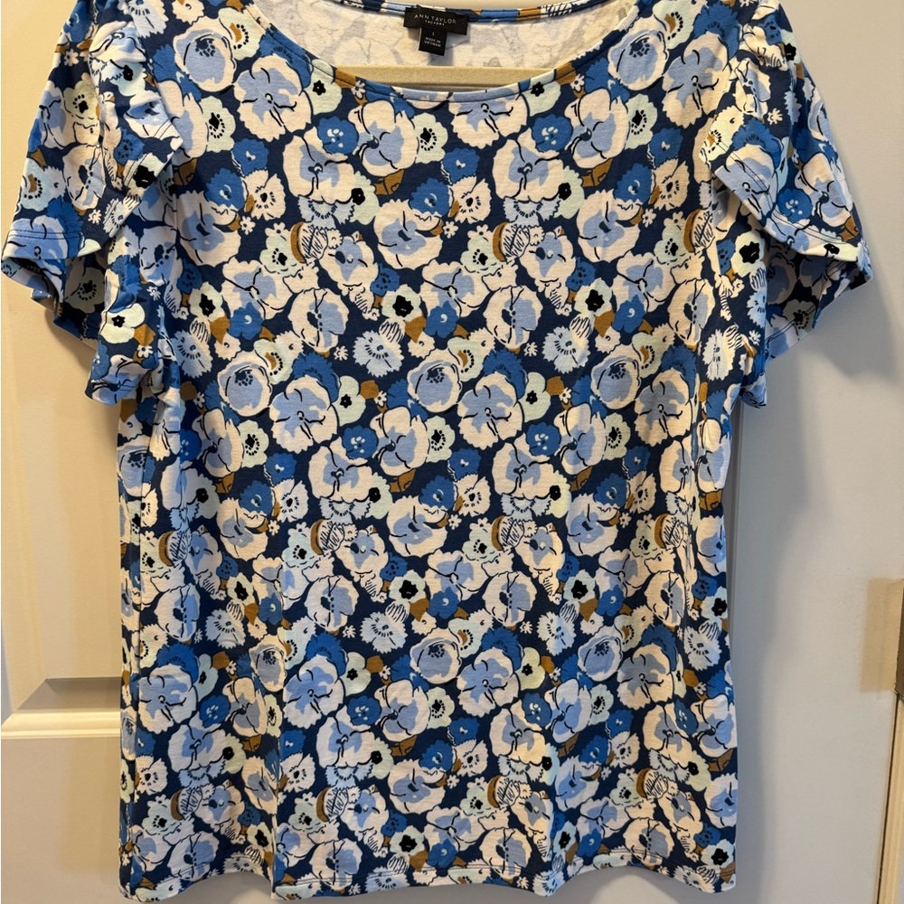 Ann Taylor Factory Blue Floral Blouse